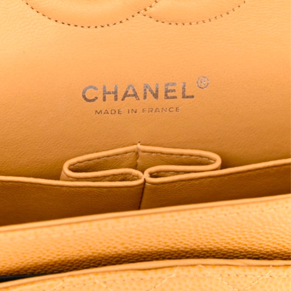 Chanel Classic Caviar Beige Caramel Medium Duble Flap Silver Chain Bag - Picture 7 of 14